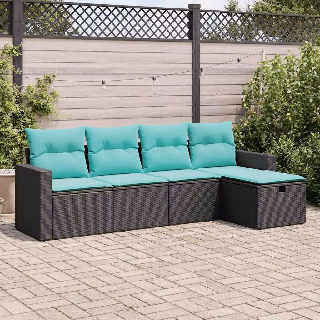 Maison Exclusive - Set Divani da Giardino 5 pz con Cuscini in Polyrattan Nero