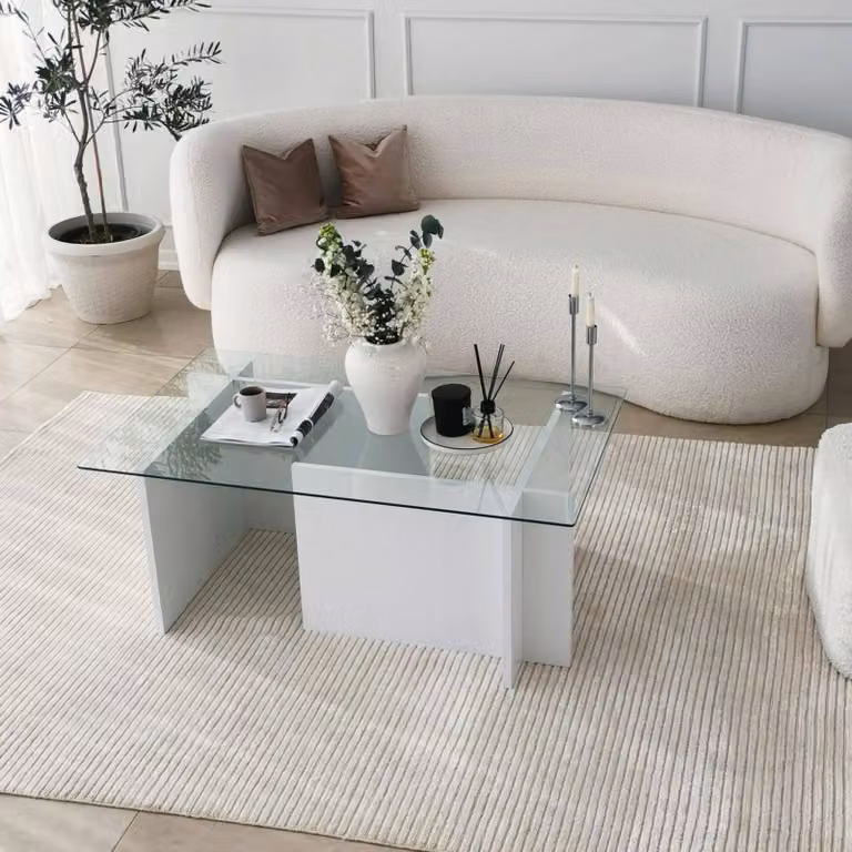 Teti - Tavolino da Salotto, 105x65x40h cm Bianco, Portariviste
