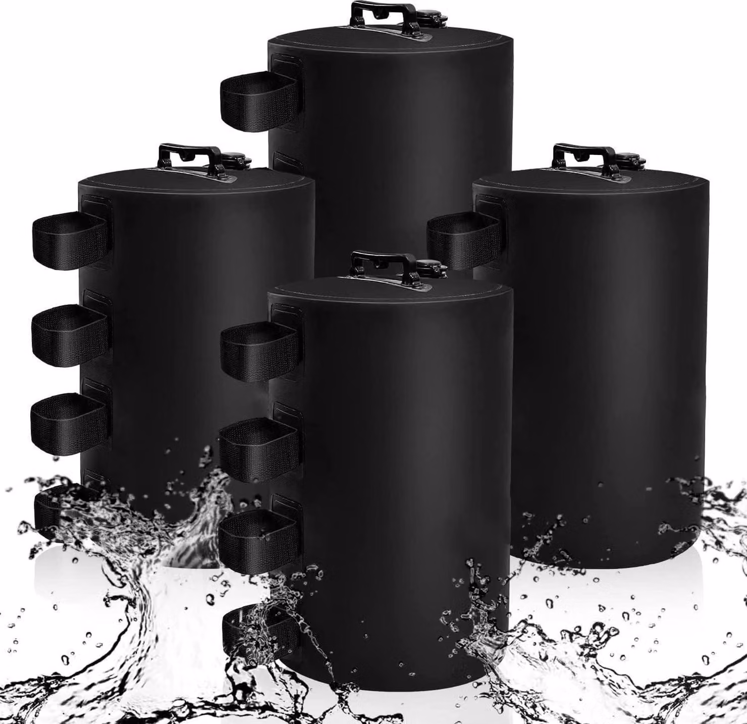 set di 4 sacchi di sabbia per padiglione, pesi riempibili con acqua, nero