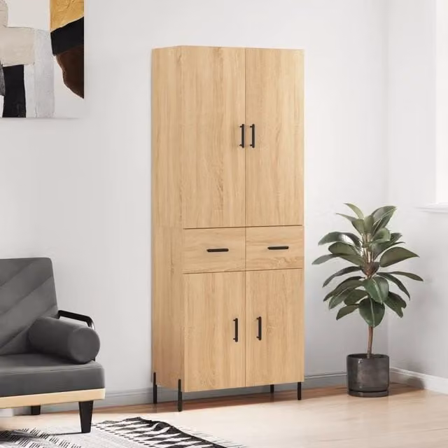 Credenza-Buffet-Armadio da cucina Rovere Sonoma 69,5x34x180 cm in Legno Multistrato 632980