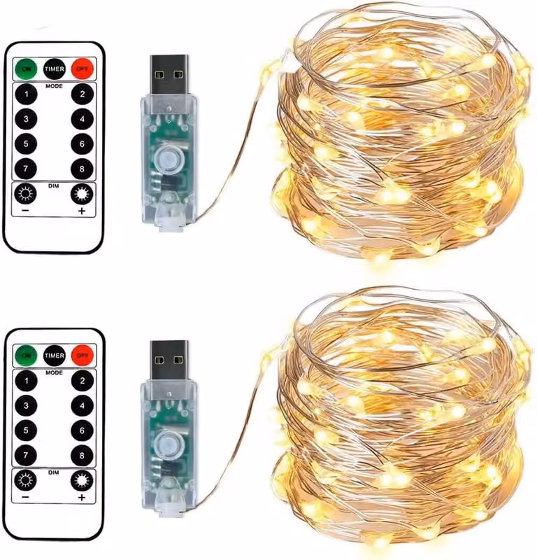 BXROIU Catena luminosa LED con 100 diodi, lunghezza 10 metri, con telecomando