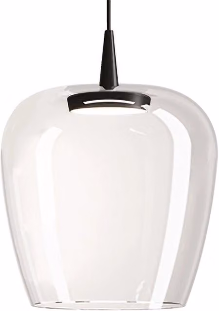 Zafferano Lampada a Sospensione Bilia 230V LED 8W 2700K 645lm Vetro Borosilicato Soffiato a Bocca Colore Nero Trasparente Diametro 27 cm
