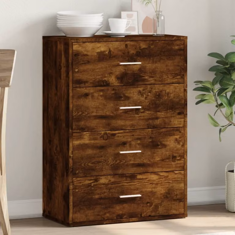 Credenza moderna vidaXL in legno multistrato color rovere fumo, L 60 cm x P 31 cm x H 84 cm