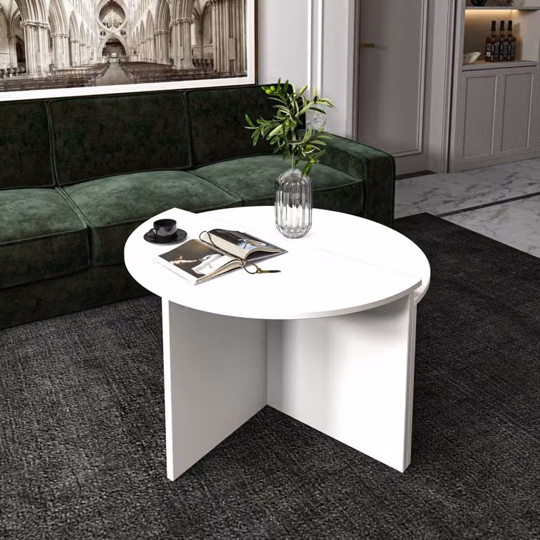 Skye Decor, Dolunay - Bianco, tavolino, bianco, 100% pannelli di particelle rivestiti in melamina, 70 x 38 x 51,8 cm