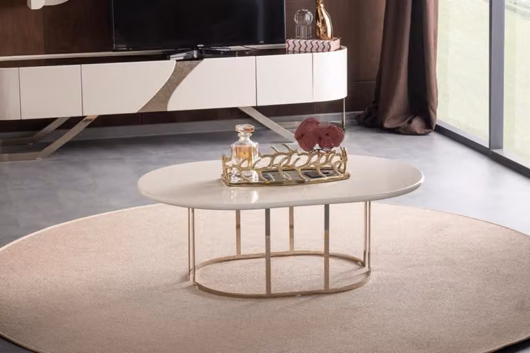 Luxus Couchtisch Oval Beistelltisch Sofatisch Kaffeetisch Tisch Hochglanz
