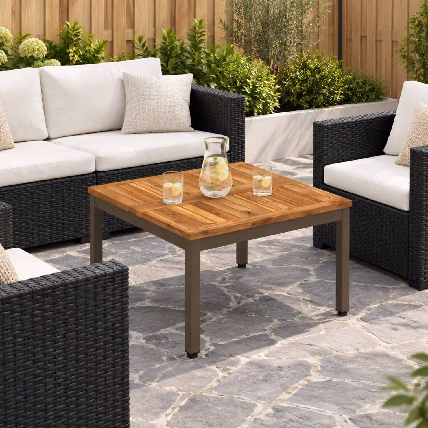 vidaXL Tavolino da salotto Naturale e Caffè 60 x 60,5 x 36 cm