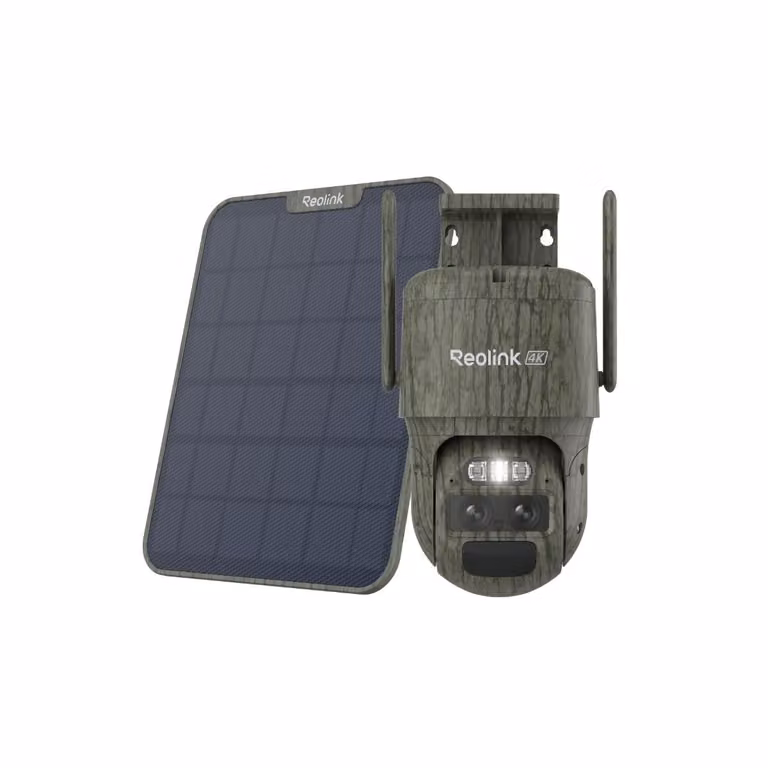 Reolink TrackMix LTE+Pannello solare-C, telecamera di sorveglianza 4K 8MP 4G LTE a batteria con doppio obiettivo, zoom e tracciamento automatico, rilevamento intelligente, zoom ibrido 6X