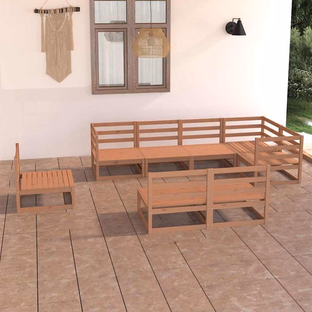 vidaXL Set Salotto da Giardino 8pz Marrone Ambra Legno Massello Pino