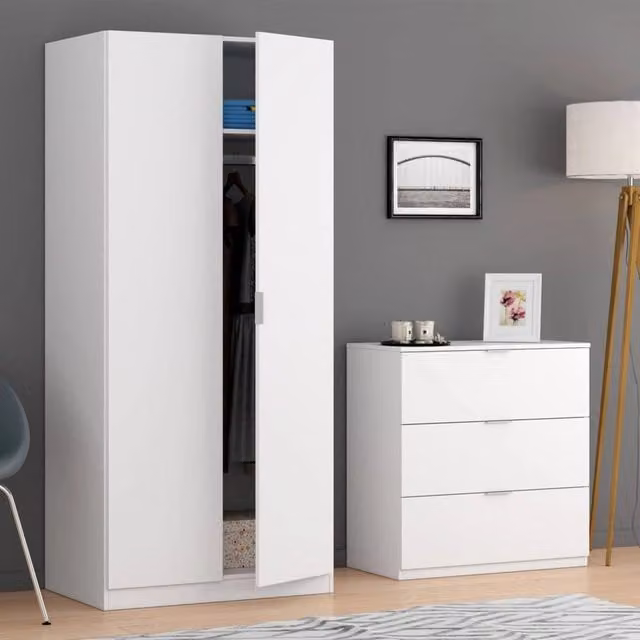 Cassettiera Rea DMORA moderna a 3 cassetti per camera da letto, Bianco, L: 77 cm, P: 38 cm, H: 80 cm