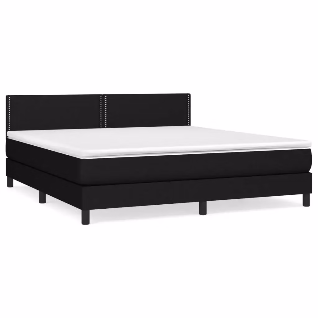 Letto Ibrido vidaXL con Giroletto a Molle e Materasso in Tessuto Nero e Bianco L/P: 180 x 200 cm – 2