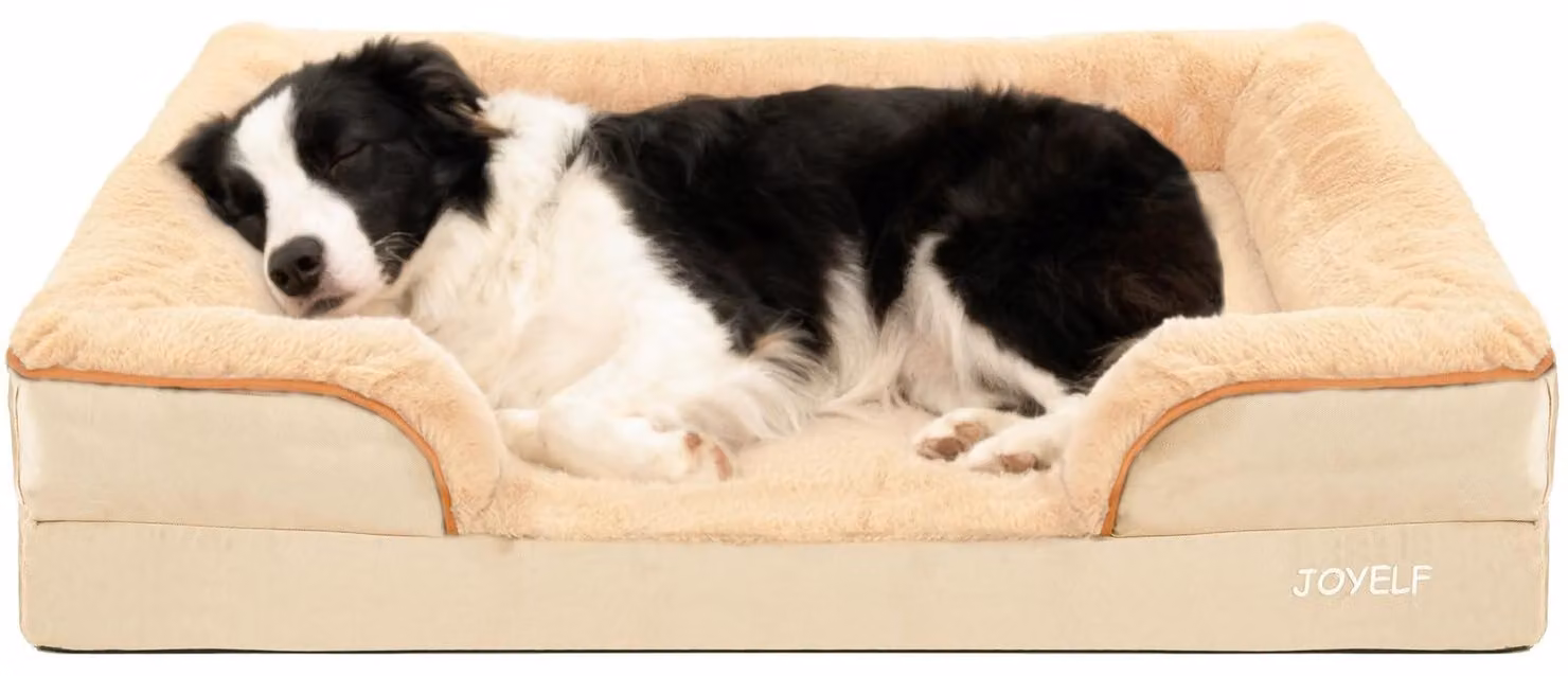 Divano ortopedico per cani, cuccia in schiuma, 90x66x18 cm, color kaki, lavabile