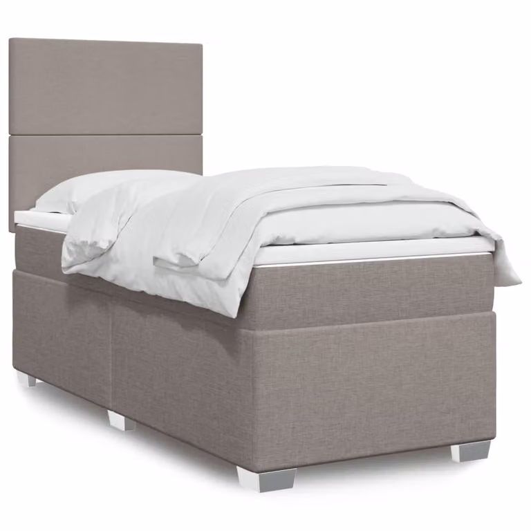 vidaXL Letto Ibrido con Giroletto a Molle e Materasso a Tasche in Tessuto, Tortora e Grigio, L 80 cm x P 200 cm