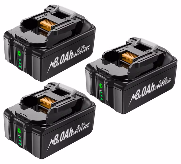 Batterie, capacità 8000 mAh, protezione intelligente, 3 batterie, 18V