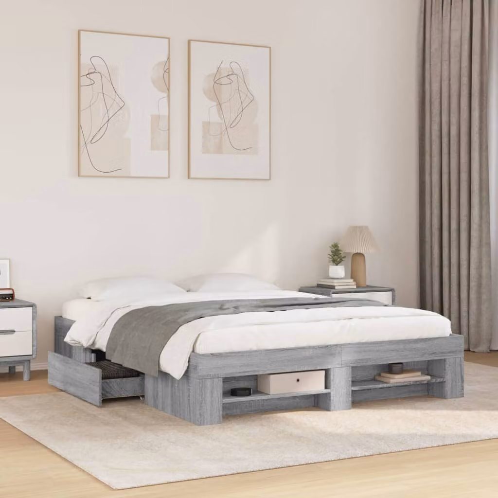 Giroletto vidaXL in legno multistrato grigio con doghe fisse L/P: 150 x 200 cm
