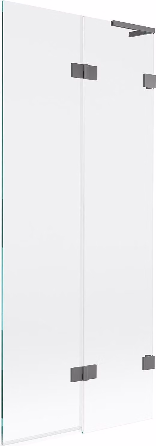 Mexen Lunar L paratia da bagno a 2 ante destra 80 x 150 cm, trasparente, metallo canna di fucile - 897L-080-100-95-00-P