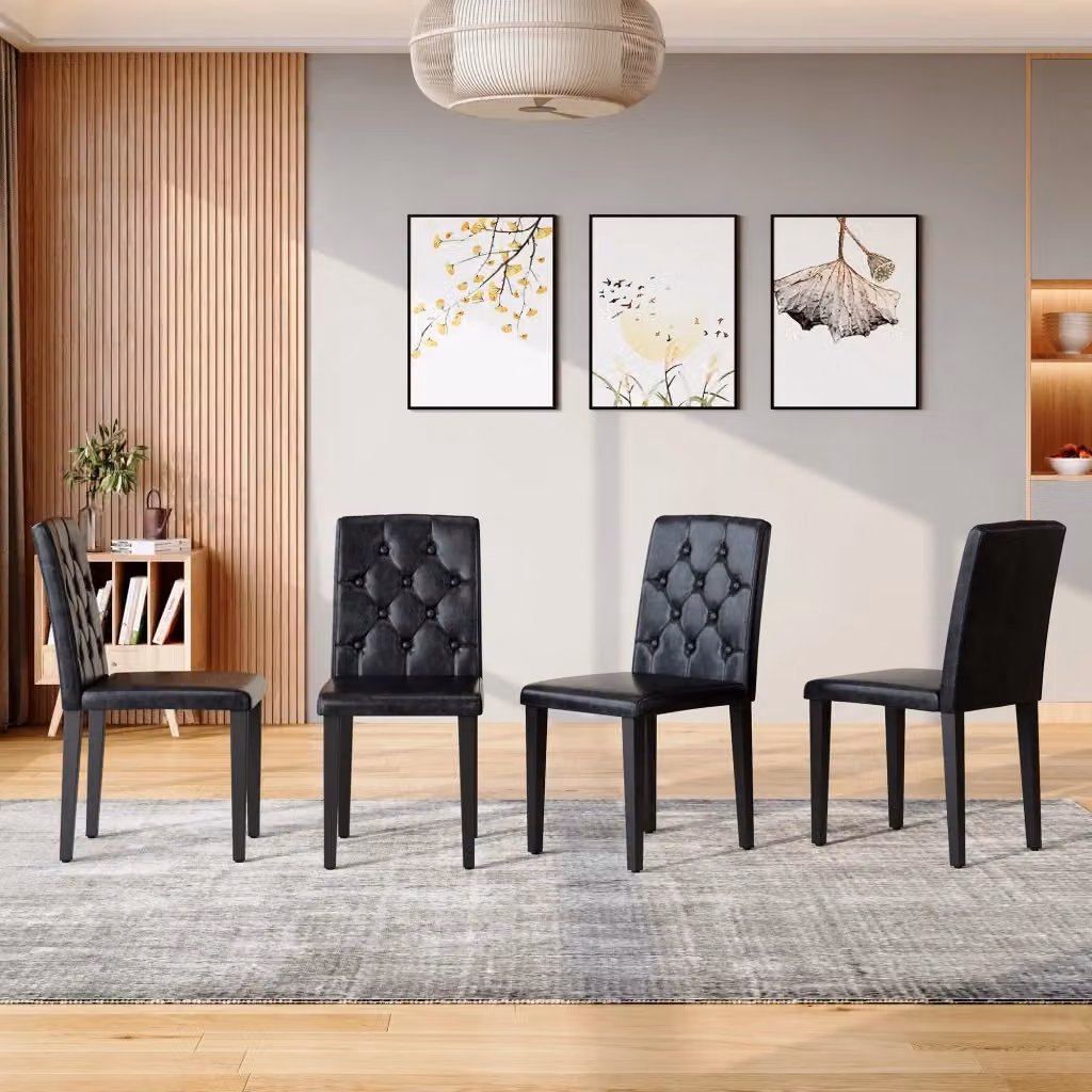 Set di 4 sedie da pranzo MINIMAL nere in ecopelle con gambe in metallo e design moderno – 2