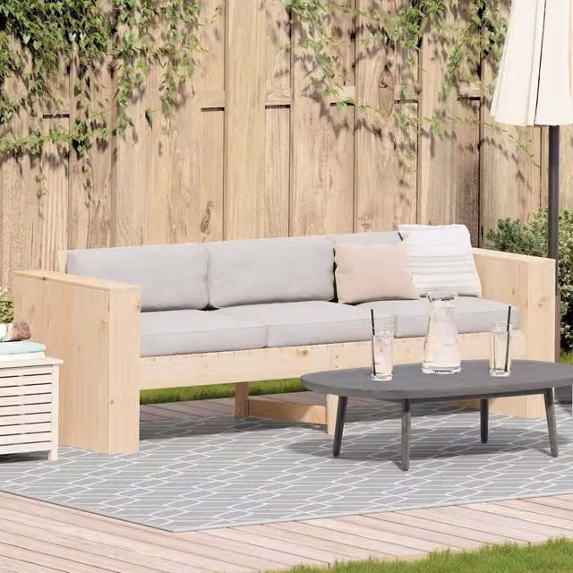Divano da giardino Naturale 185,5 x 60 x 62 cm Pino massello 873871