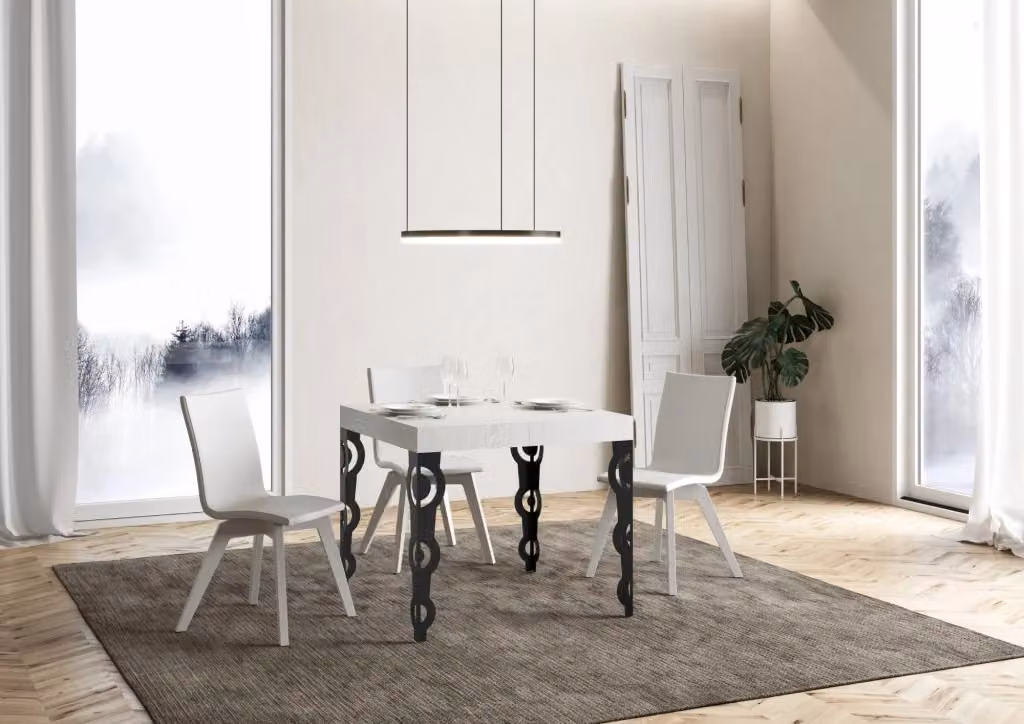 Tavolo Allungabile Moderno Ityhome Bianco Frassino L/P/H: 90 x 90 x 77 cm – 2