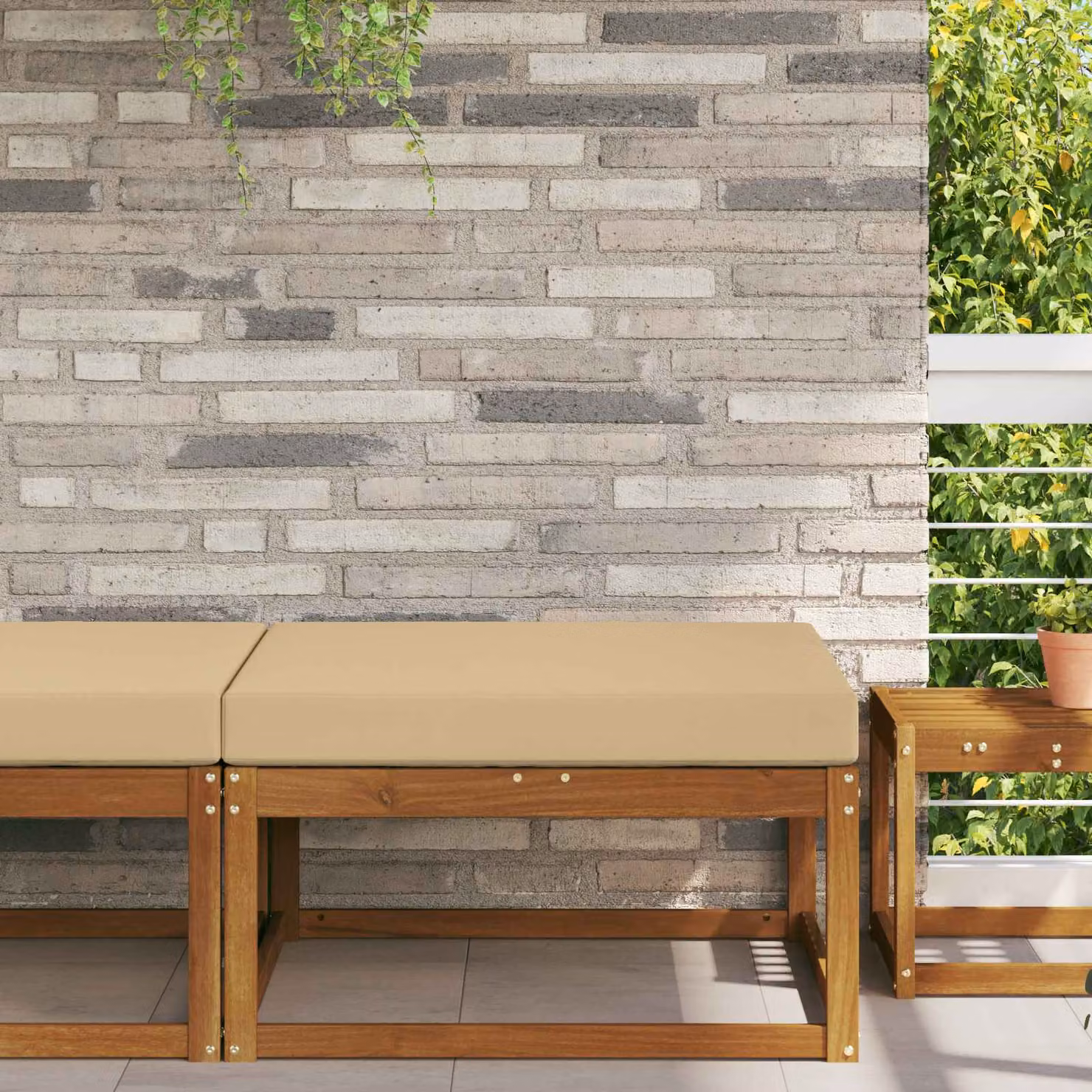 vidaXL Cuscino per divano da esterno in poliestere beige L 80 x P 80 x H 80 cm