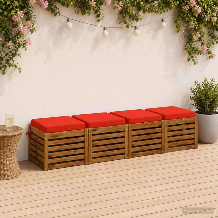 Set di 4 cuscini per sedia vidaXL SOEST in poliestere rosso con rivestimento lavabile e resistente ai raggi UV