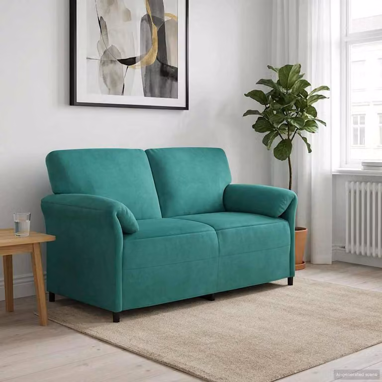 vidaXL Divano a 2 Posti Moderno in Velluto Turchese con Cuscini, L: 158 cm, P: 83 cm, H: 95 cm
