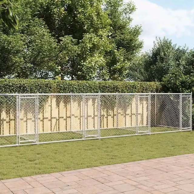 Gabbia per cani con porte Vidaxl in acciaio zincato grigia L: 2 m, P: 1,2 m, H: 1,5 m