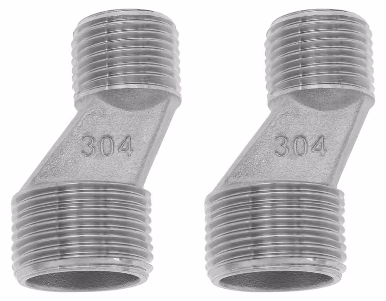 Connettore S - Adattatore per bagno - Acciaio inossidabile - 1/2 pollice a 3/4 pollice - Adattatore di compensazione - Per vasche da bagno a pavimento - Confezione da 2 pezzi