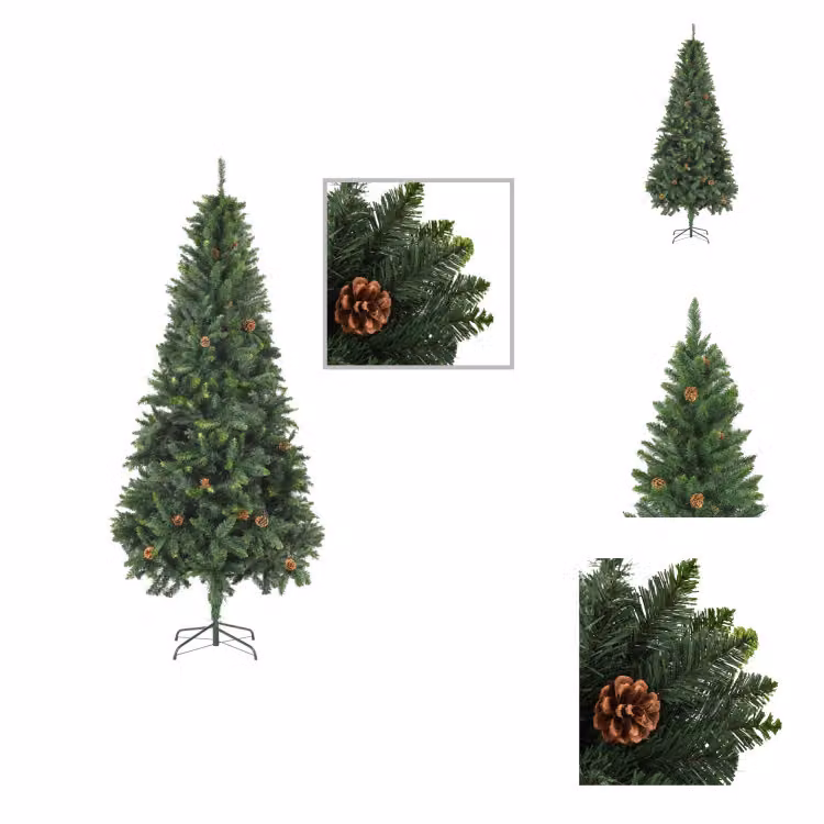 vidaXL Albero di Natale artificiale con pigne verdi 210 cm - Alberi di Natale