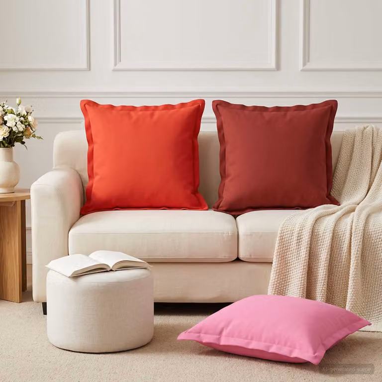Set di 12 federe quadrate vidaXL HOUTEN rosa in poliestere, L 45 x P 45 cm