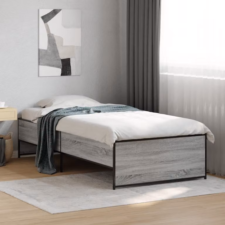 Giroletto vidaXL Grigio Sonoma in Legno Multistrato e Metallo L 100 x P 200 cm
