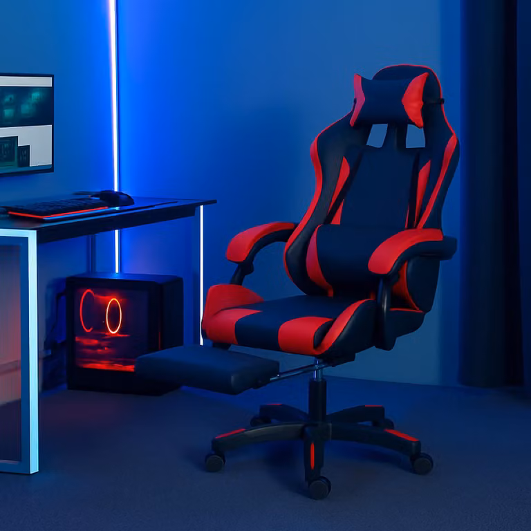Sedia da gioco ergonomica con poggiapiedi Design racing