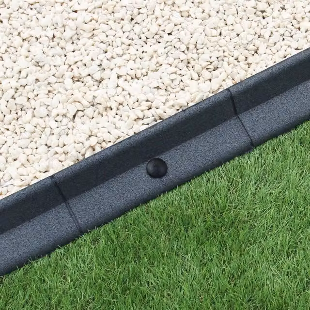 Set di 6 pezzi di bordura per aiuole e bordo prato Monster Shop in gomma resistente agli UV, colore grigio, lunghezza 1,2 m per pezzo