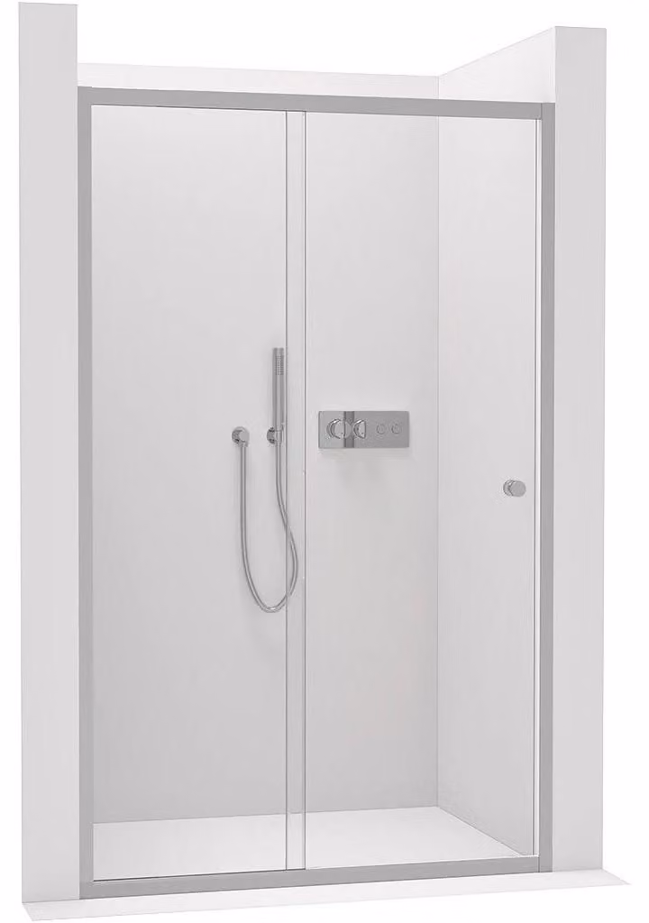 CERANO - Porta scorrevole per doccia Varone POINT L/P - 6 mm - cromata, vetro trasparente - 90x195 cm