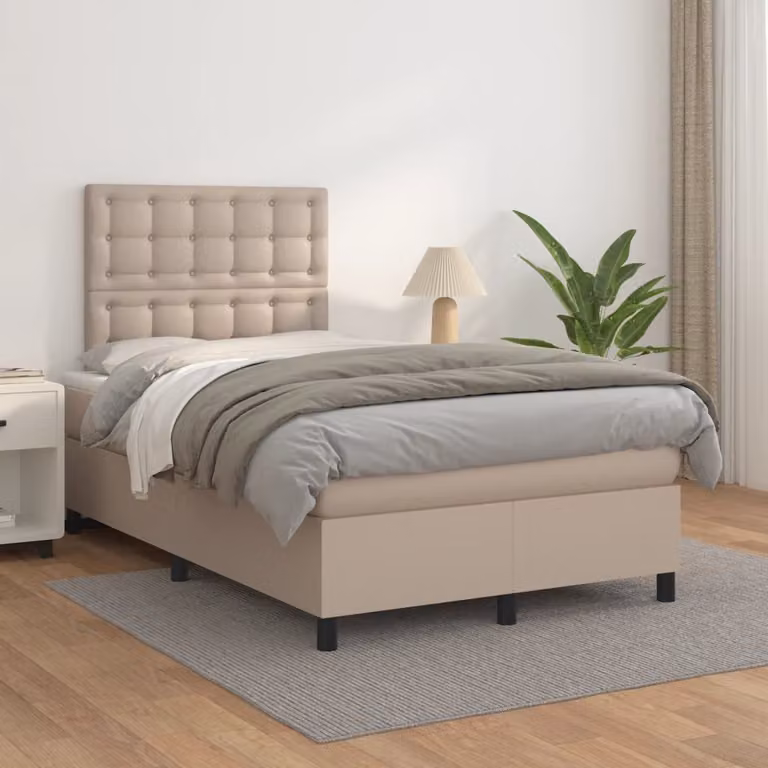 The Living Store Letto a molle insacchettate Materasso cappuccino marrone 120x200cm Similcuoio