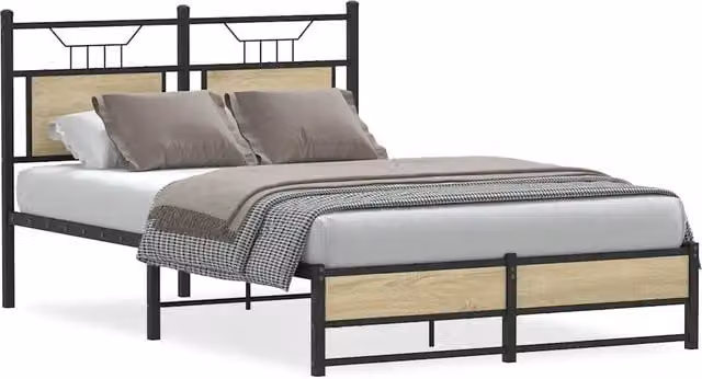 Struttura Letto Design Mania in Rovere e Metallo, Colore Marrone, L/P/H: 120 x 200 x 91.5 cm