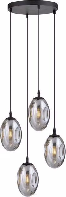 Lampada a sospensione minimalista Morigena Luceart-Classic in metallo nero e vetro fumè con altezza regolabile