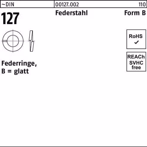 Rondelle elastiche Reyher DIN 127 st. B 14 001270029140000 (100 pezzi)