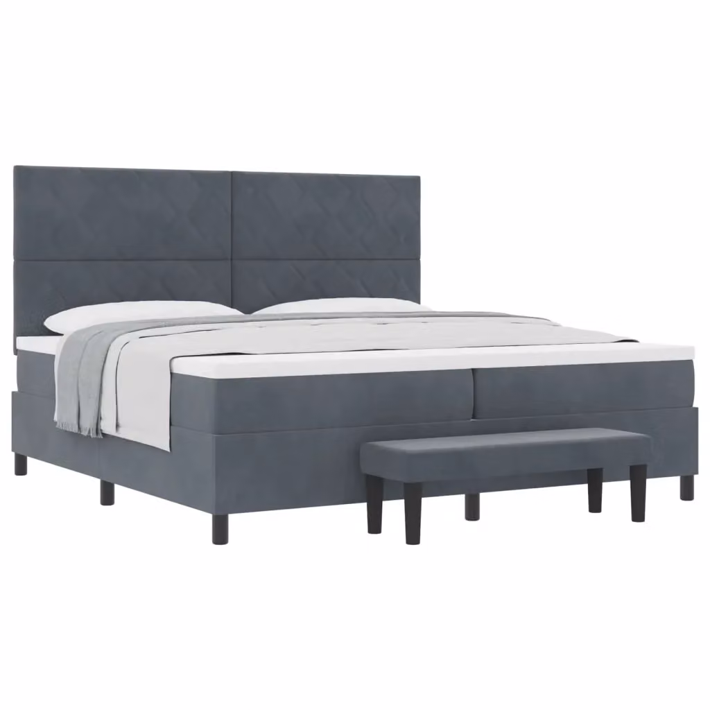Letto moderno con testiera in velluto grigio vidaXL L/P/H: 200 x 200 x 128 cm – 2