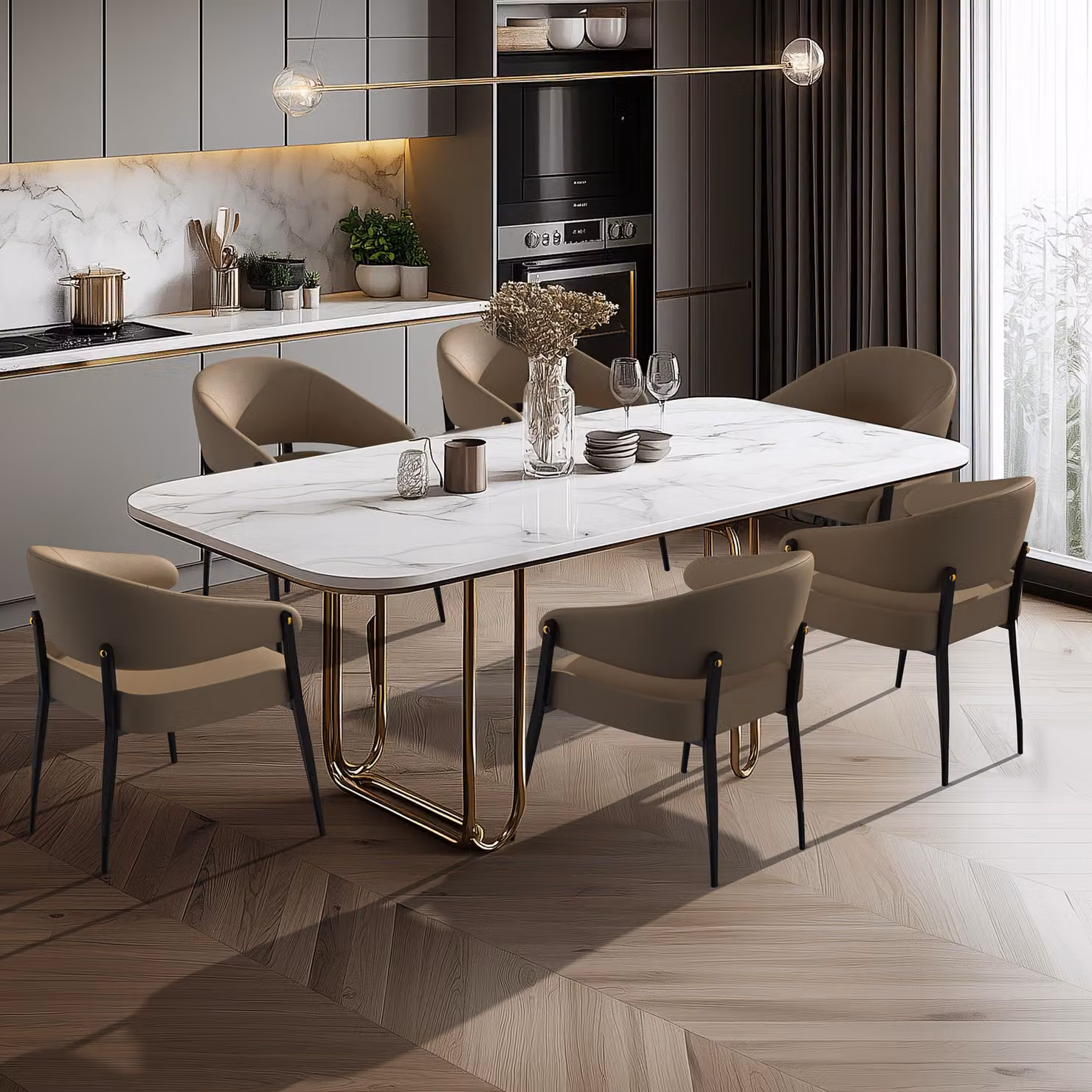 Set di sedie da pranzo – Sedie per la cucina – Rivestite in ecopelle microfibra con gambe in metallo