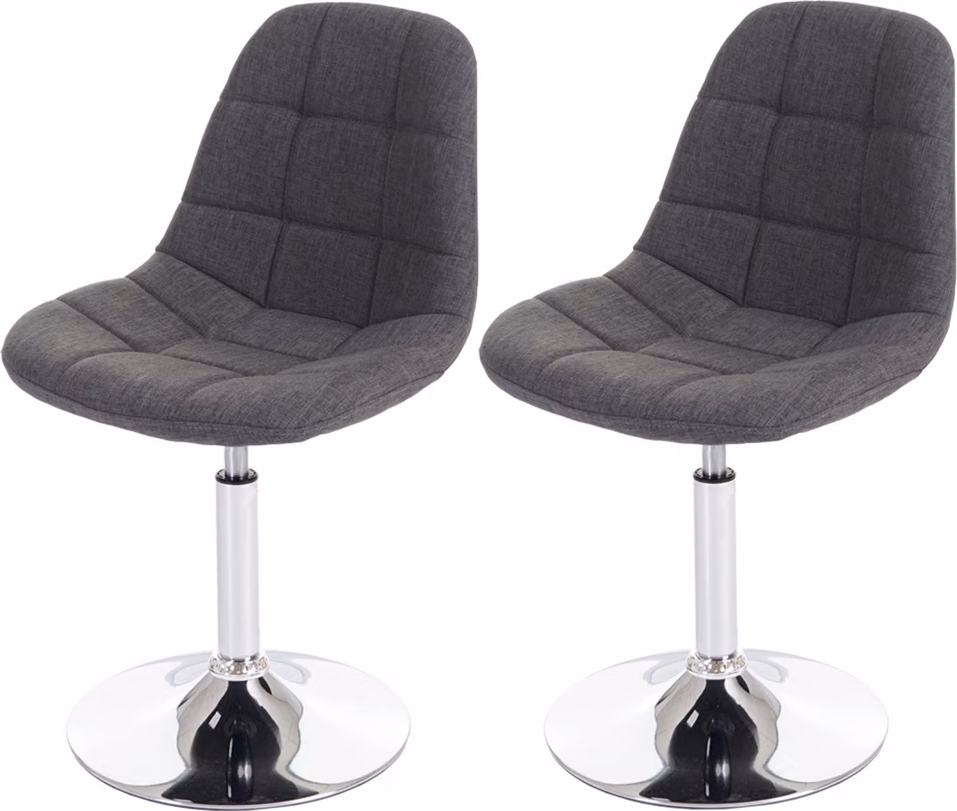 Set da 2 sedie da pranzo MCW-A60, sedia pieghevole, cromata ~ tessuto grigio chiaro