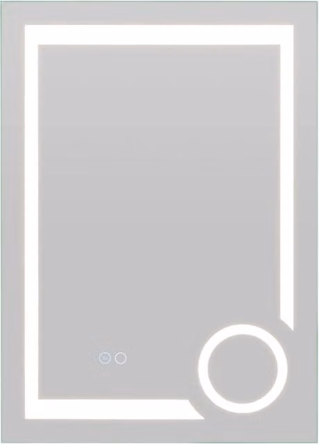 Specchio da bagno moderno Design In con luci LED regolabili e funzione antiappannamento, rettangolare, colore argento