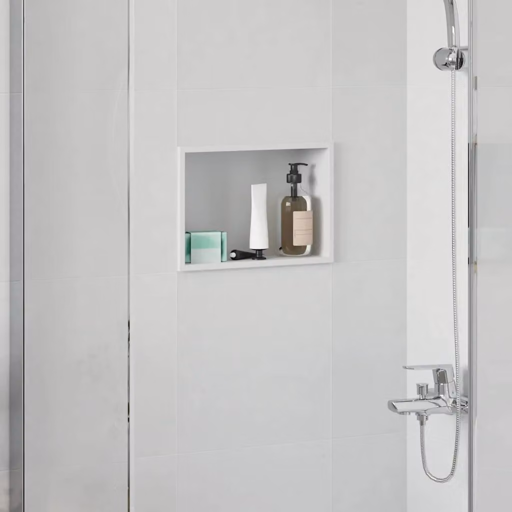 Nicchia per doccia incassata vidaXL in acciaio inox, Bianco, L: 30 cm, P: 20 cm, H: 9,5 cm