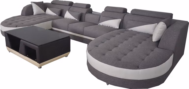 Eckcouch Ecksofa Design Polster Eckgarnitur Sofa Wohnlandschaft Couch Tisch USB