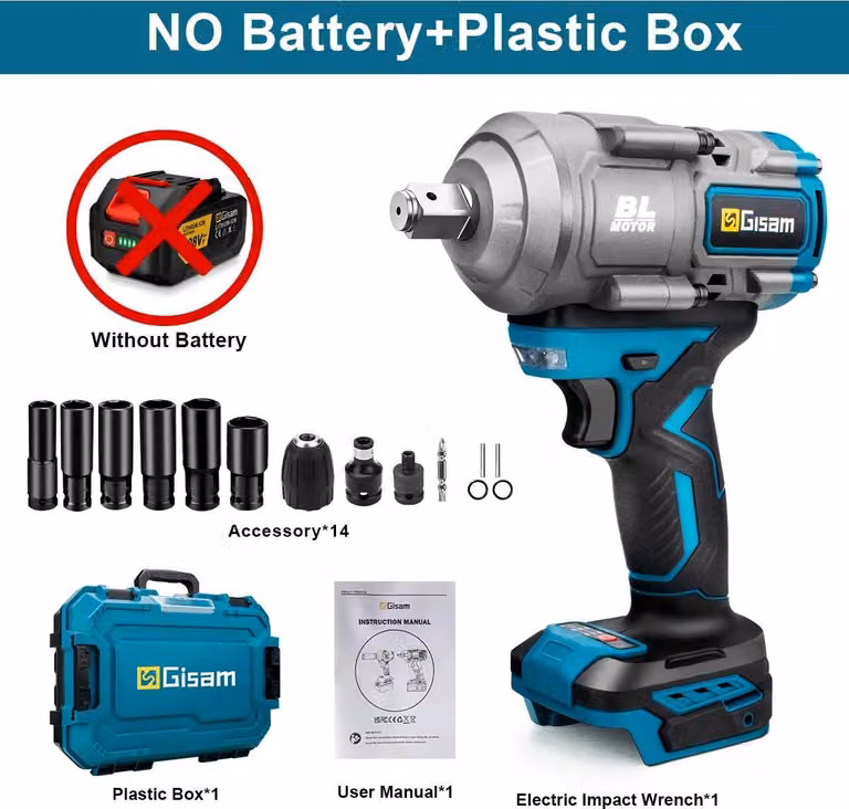 Avvitatore a impulsi - A batteria - Attacco quadrato da 1,27 cm, 2000 Nm, motore brushless, 5 velocità, compatibile con 18 V - Senza batteria e caricabatterie