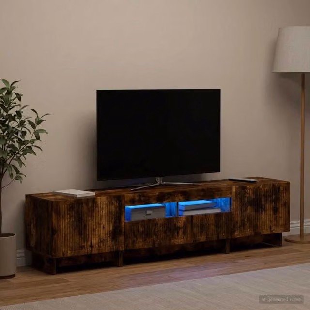 Mobile TV LED a 5 pezzi Rovere Fumo Legno ingegnerizzato 3416423