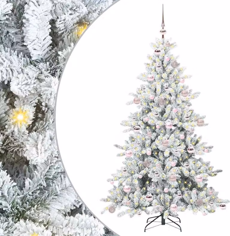 Albero di Natale Artificiale con Rami Pieghevoli Bianco 180 cm