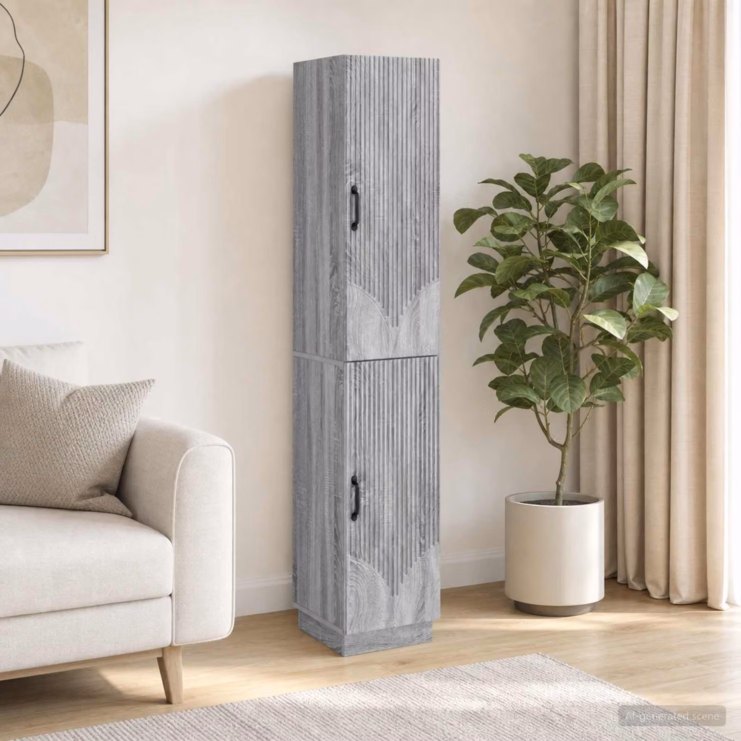 Set di 2 armadi moderni vidaXL in legno ingegnerizzato grigio con ante a battente e ripiani interni