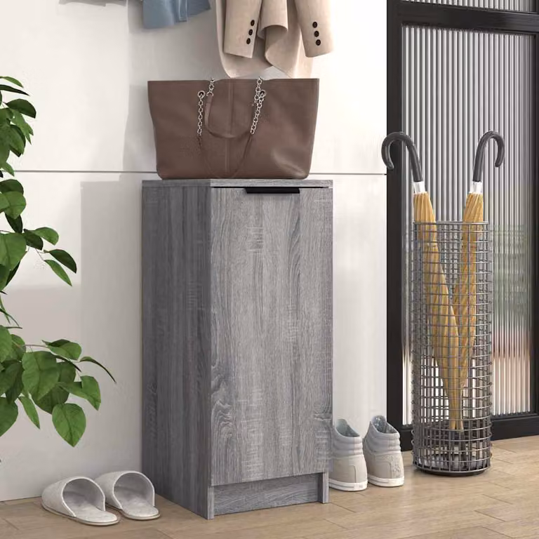 Scarpiera moderna vidaXL in legno grigio con ante a battente, L/P/H: 30 x 35 x 70 cm