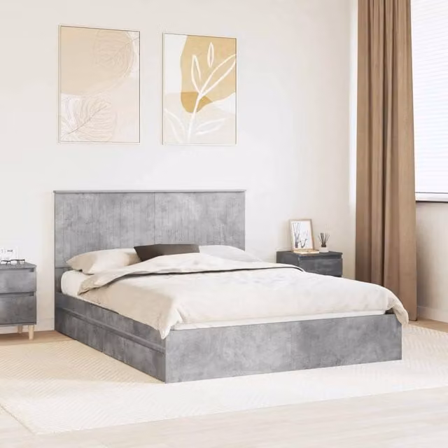 Letto con Contenitore con cassetto Grigio cemento 150 x 200 cm 3411197