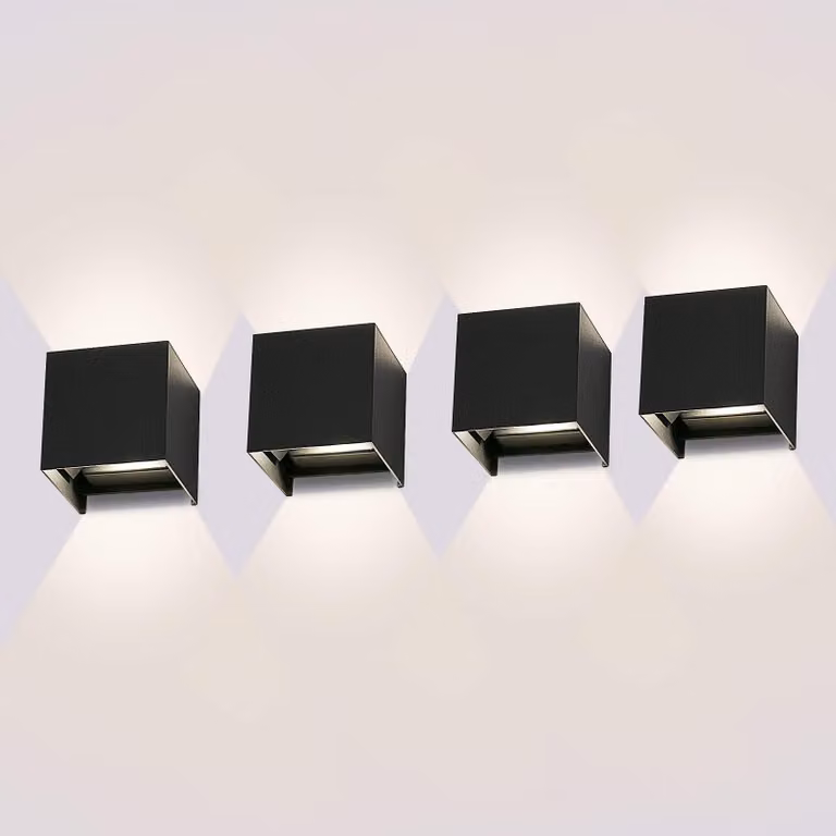 Set di 4 applique a LED, 12W, 4000K, grado di protezione IP65, impermeabili